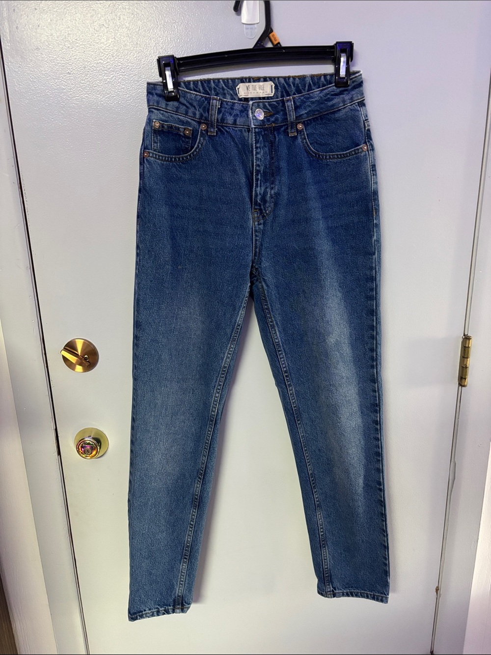 We The Free High-Rise Straight-Leg Jeans in Dark Blue Wash